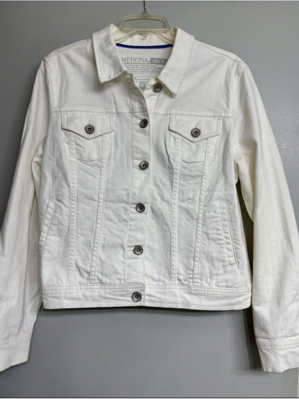 Merona White Womens Denim Jacket - Button Front - Picture 2 of 7